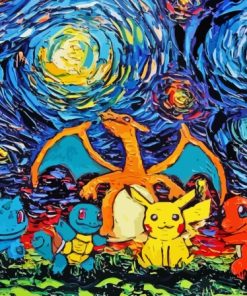 Pokemon Characters Starry Night Paint By Numbers