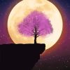 Purple Tree Blossom Moonlight Paint By Numbers