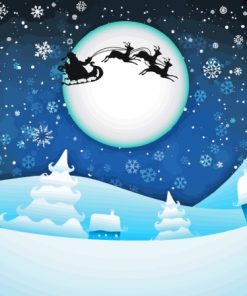 Santa Claus Silhouette Snowy Night Paint By Numbers