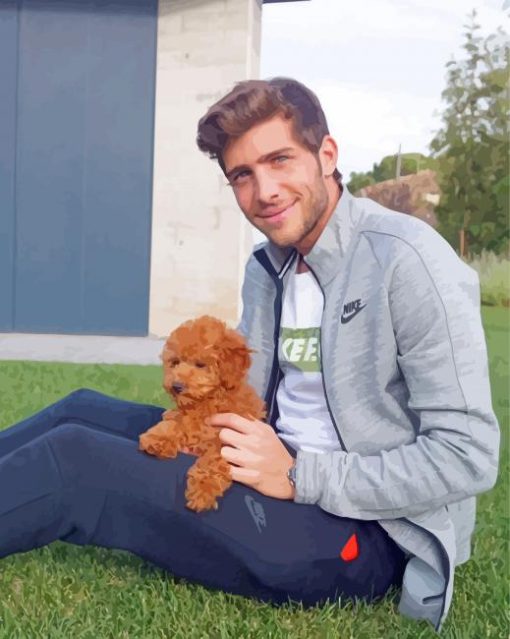 Sergi Roberto With His Puppy Paint By Numbers