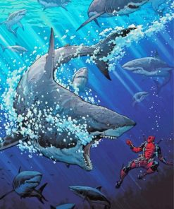 Sharks And Deadpool Cartoon Paint By Numbers