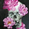 Skull And Pink Flowers Paint By Numbers