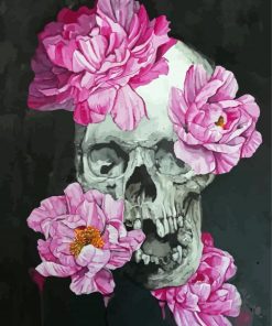 Skull And Pink Flowers Paint By Numbers