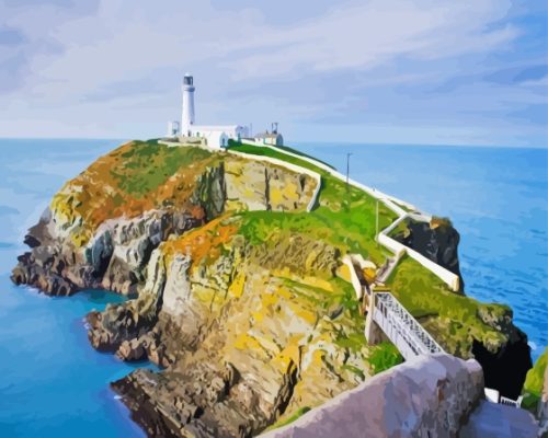 South Stack Lighthouse In Anglesey Paint By Numbers