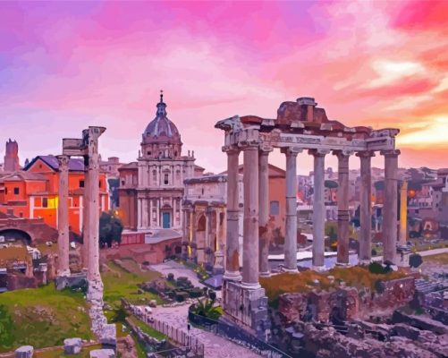 Sunset At Forum Rome Paint By Numbers