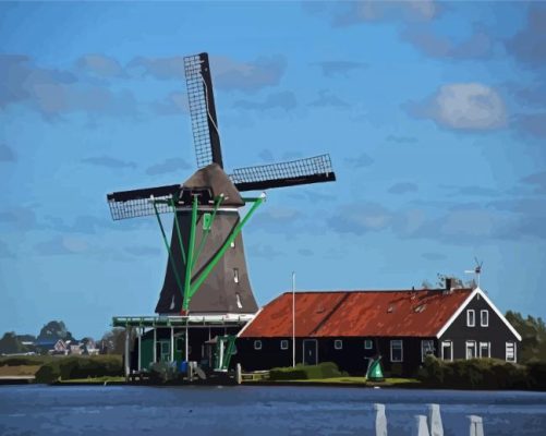 The Zaanse Schans Windmill Paint By Numbers