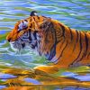 Tiger Swimming In The Water Paint By Numbers