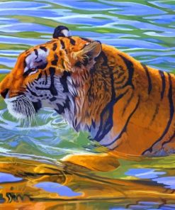 Tiger Swimming In The Water Paint By Numbers