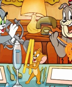 Tom And Jerry And Dog Cartoon Paint By Numbers