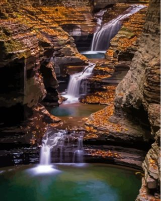 Watkins Glen State Park Waterfall Paint By Numbers