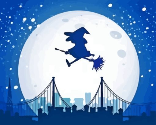Witch Silhouette Starry Night Paint By Numbers