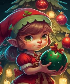 Adorable Christmas Elf Paint By Numbers