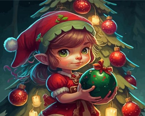 Adorable Christmas Elf Paint By Numbers