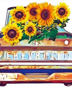 Aesthetic Sunflower In Truck Paint By Numbers