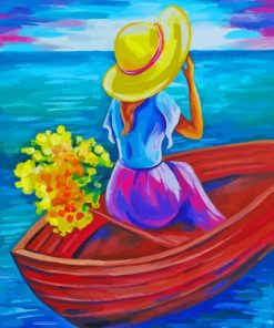 Aesthetic Woman Enjoying Summer On Boat Paint By Numbers