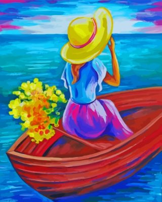 Aesthetic Woman Enjoying Summer On Boat Paint By Numbers