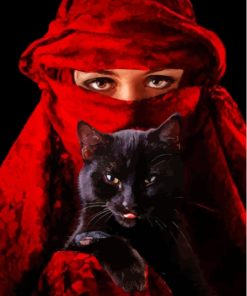 Arab Lady And Black Cat Paint By Numbers