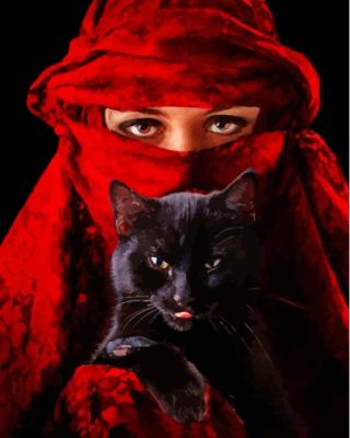 Arab Lady And Black Cat Paint By Numbers