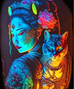 Asian Lady And Tiger - Paint By Numbers