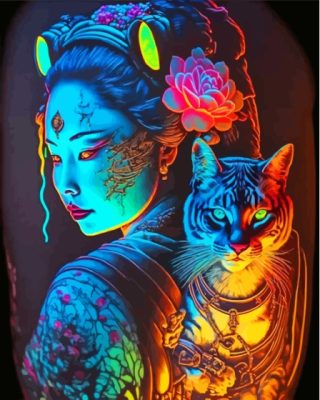 Asian Lady And Tiger - Paint By Numbers