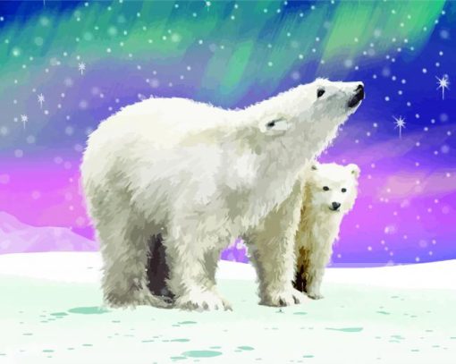 Aurora Northern Lights Polar Bears Paint By Numbers