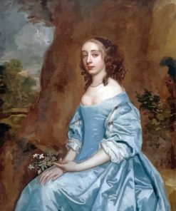 Beautiful Vintage Lady In Blue Dress Paint By Numbers