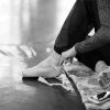 Black And White Ballerina Putting On Shoe Paint By Numbers