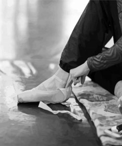 Black And White Ballerina Putting On Shoe Paint By Numbers