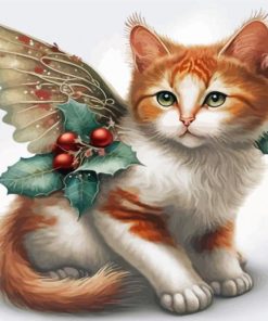 Christmas Cat With Wings Paint By Numbers