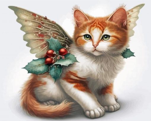 Christmas Cat With Wings Paint By Numbers