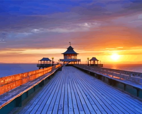 Clevedon Pier Sunset Paint By Numbers