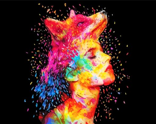 Colorful Abstract Fox Girl Paint By Numbers