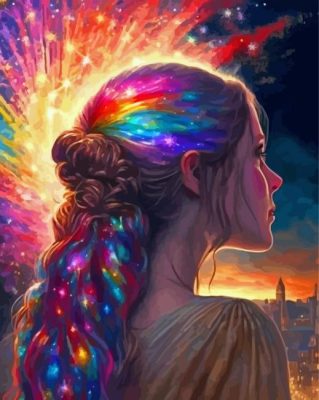 Colorful Galalxy Hair Paint By Numbers