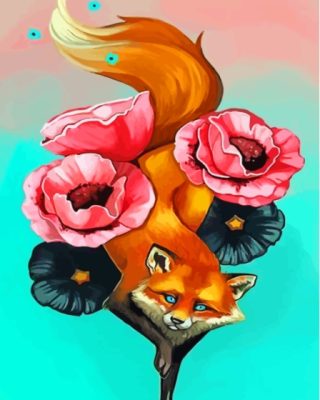 Cool Floral Fox Paint By Numbers