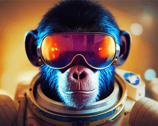 Cool Space Astronaut Chimp Art Paint By Numbers