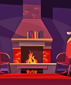 Cozy Fireplace Illustration Paint By Numbers