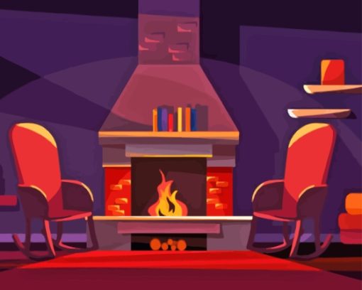 Cozy Fireplace Illustration Paint By Numbers