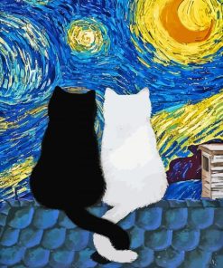 Cute Cats Starry Night Paint By Numbers