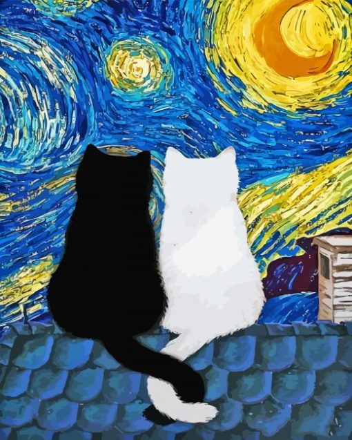 Cute Cats Starry Night Paint By Numbers