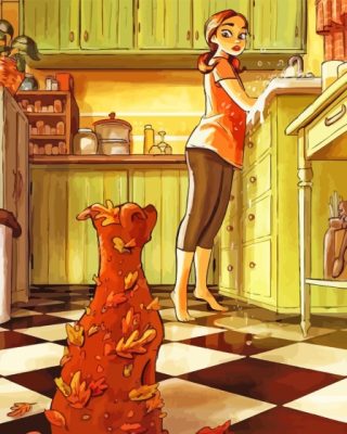 Dog In Kitchen Paint By Numbers