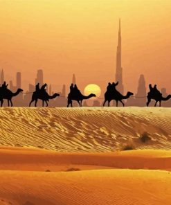 Dubai Desert Camels Silhouette Paint By Numbers