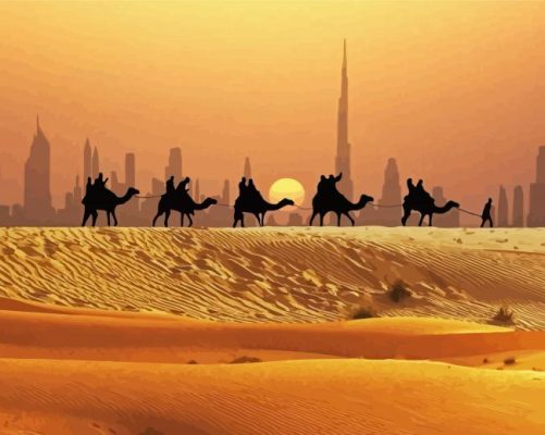 Dubai Desert Camels Silhouette Paint By Numbers