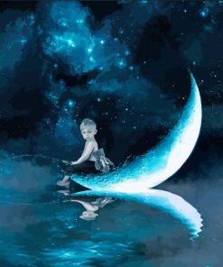 Fantasy Boy Sitting On Moon Paint By Numbers