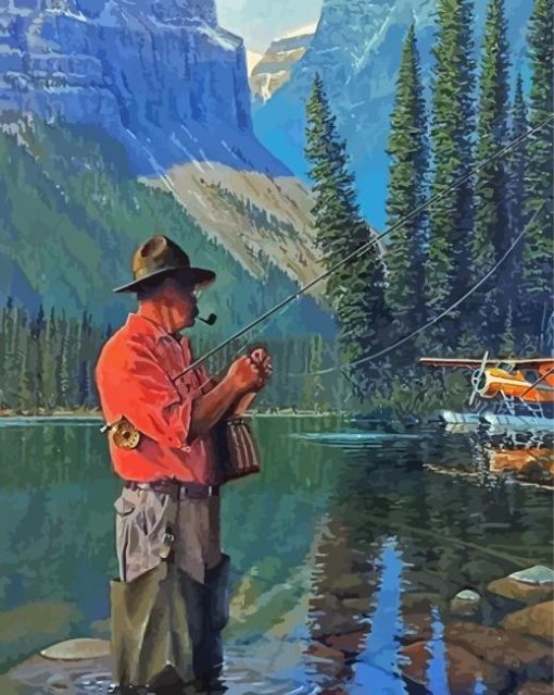 Man In Mountain Fishing Art Paint By Numbers