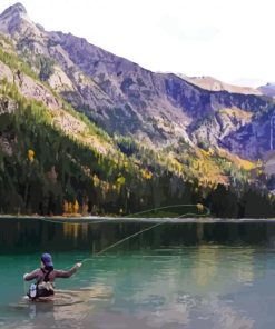 Man In Mountain Fly Fishing Paint By Numbers