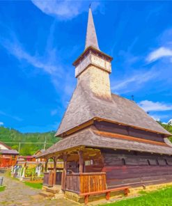 Old Wooden Church In Maramures Romania Paint By Numbers