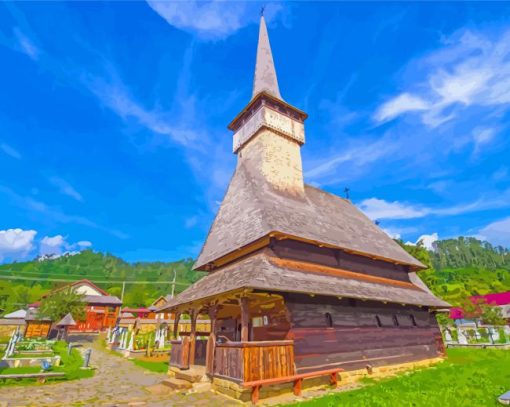 Old Wooden Church In Maramures Romania Paint By Numbers