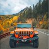 Orange Jeep On Road Paint By Numbers