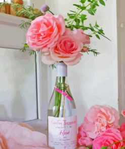 Pink Roses In The Bottle Paint By Numbers