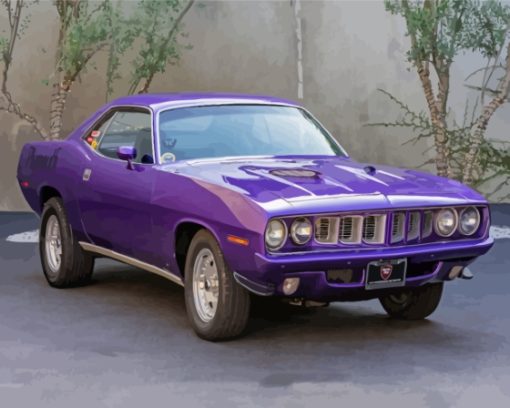 Purple Plymouth Cuda Paint By Numbers